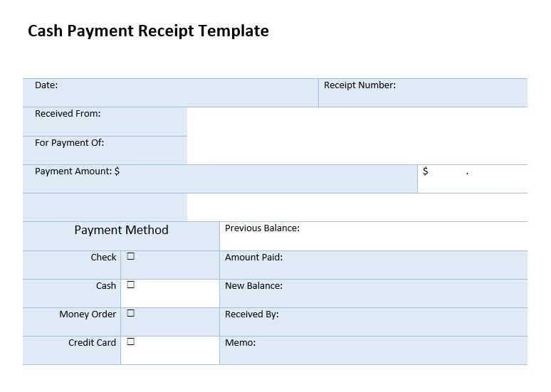 Template receipts payments