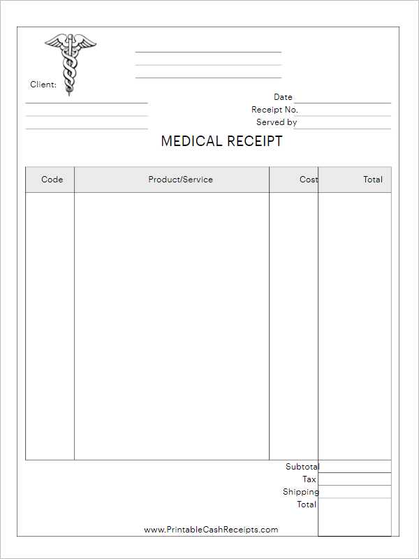 medical office receipt template