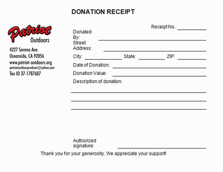 card donation receipt template word