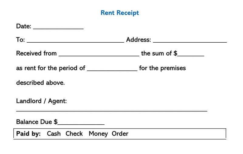 empty electronic rent template receipt