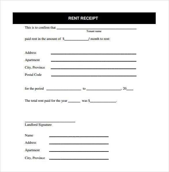 Yearly rent receipt template ontario