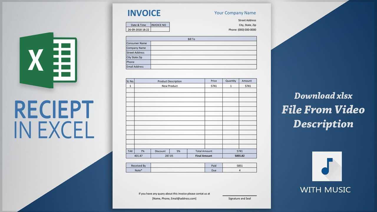 excel receipt template free download