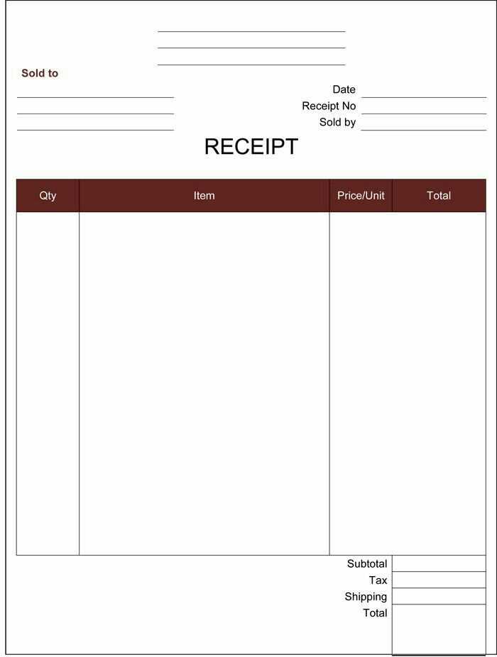 fast food receipt template