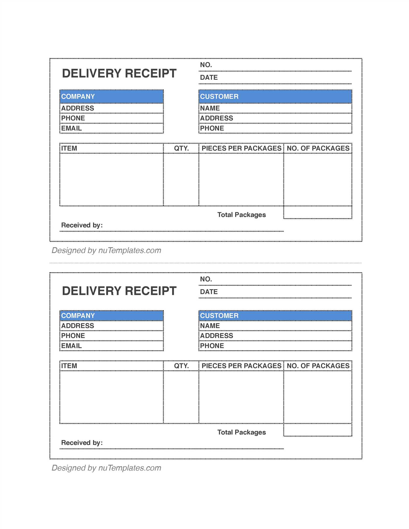 delivery receipt template free download