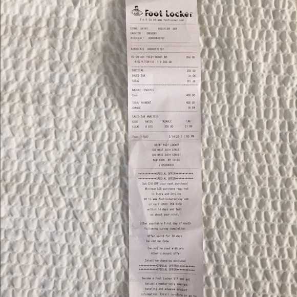 foot locker online receipt template