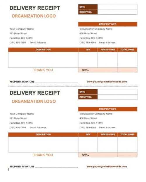 cargo delivery receipt template