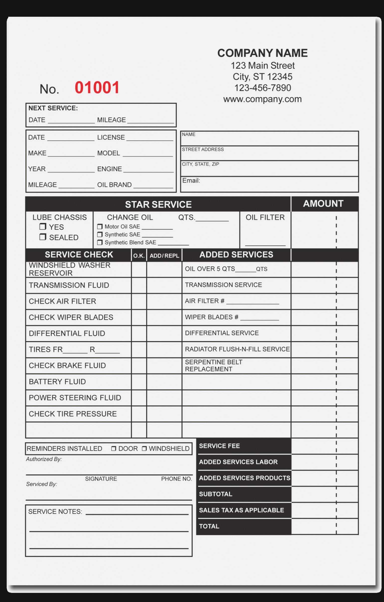 free auto body receipt templates