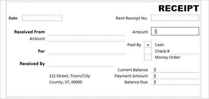 free cash receipt template