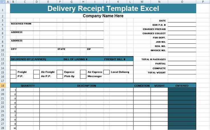 Free delivery receipt template