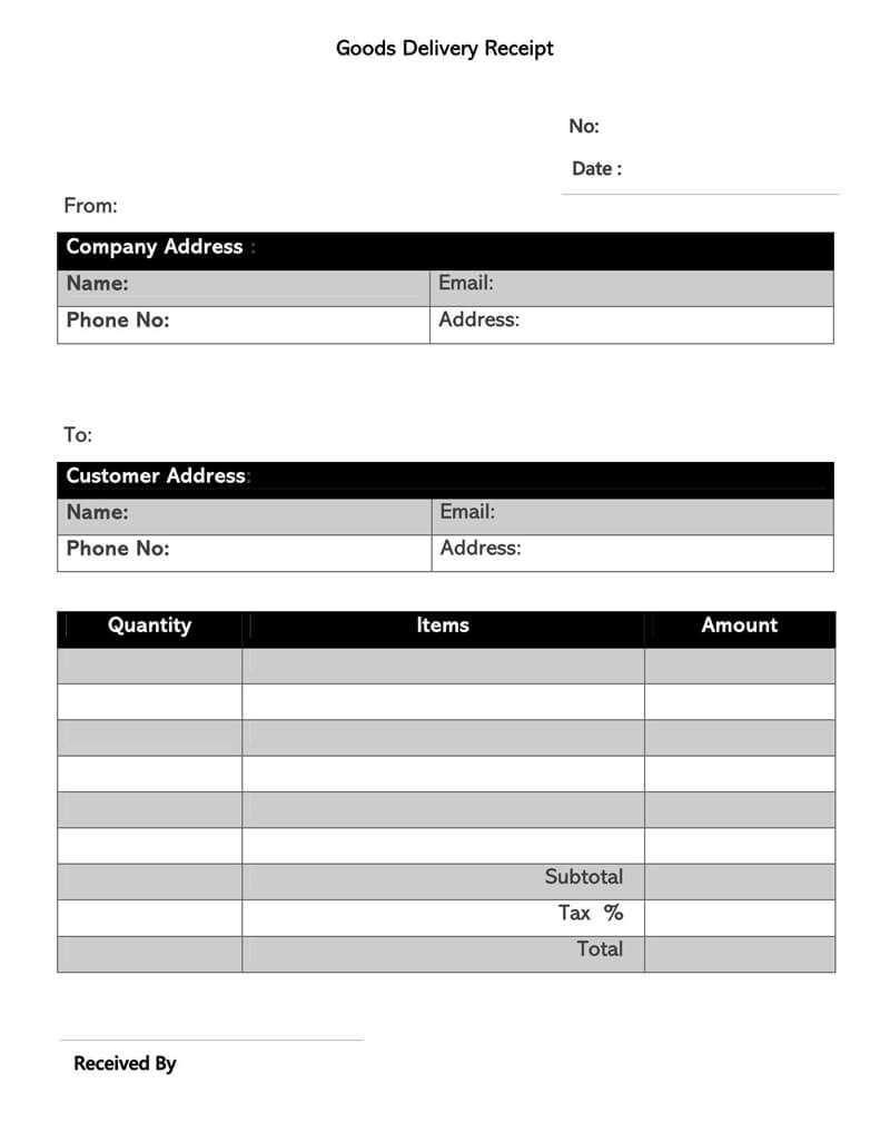 free delivery receipt template