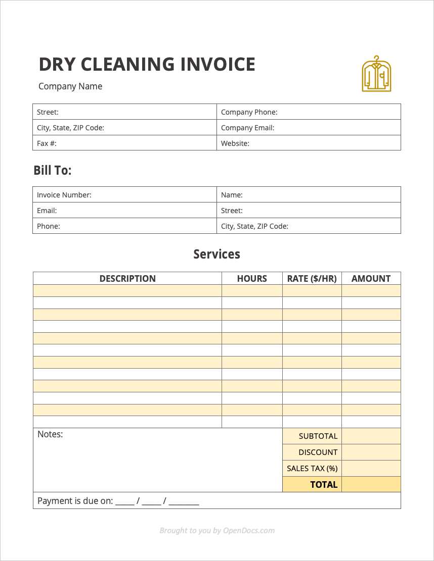 free dry cleaning receipt template