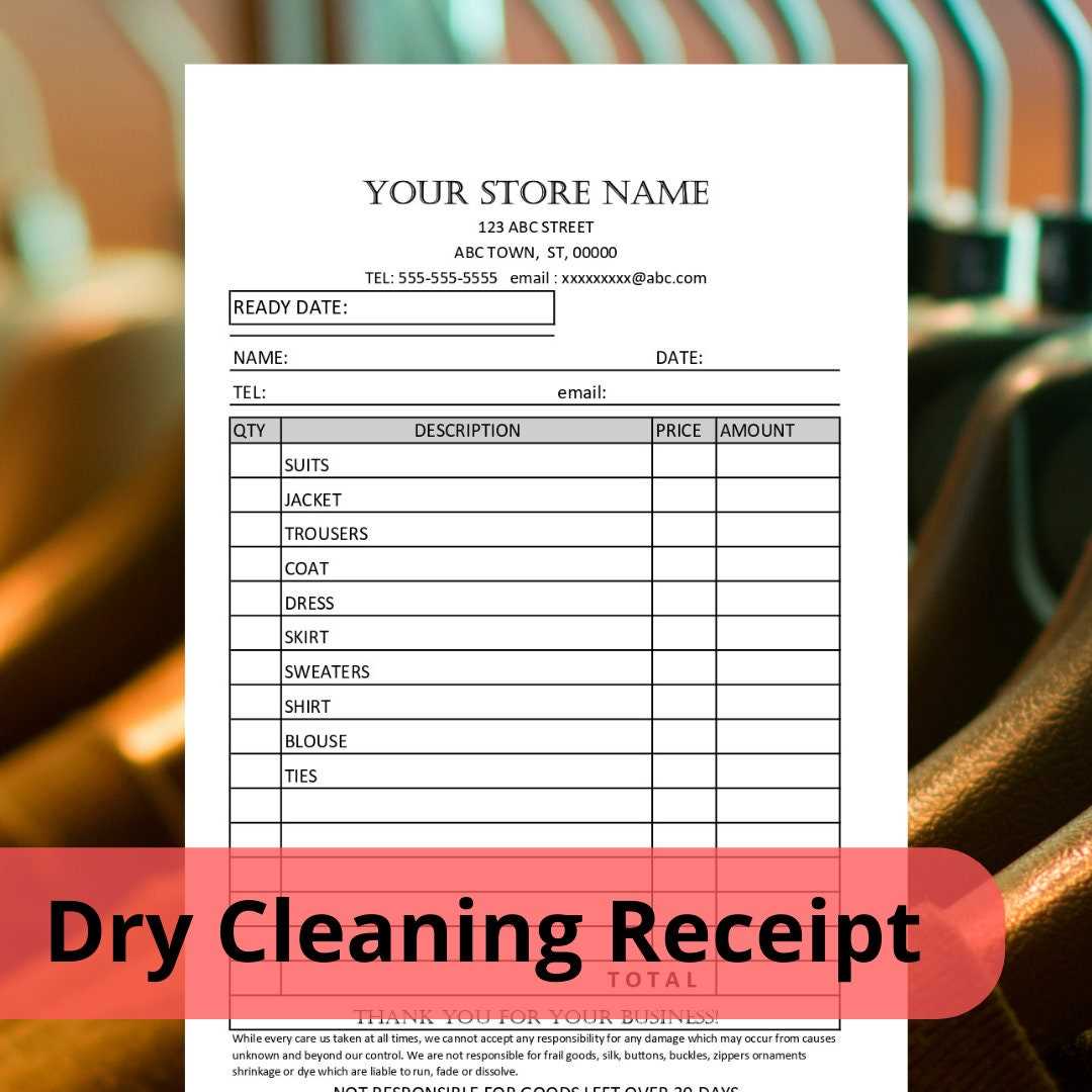 free dry cleaning receipt template