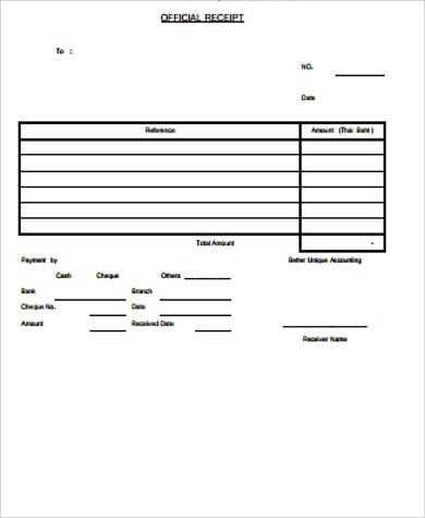 sample official receipt template word