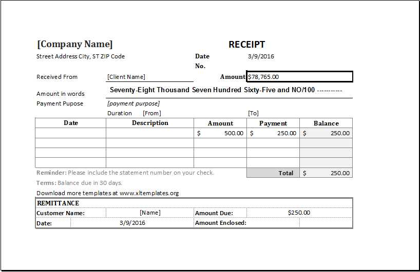 gree template for payment receipt