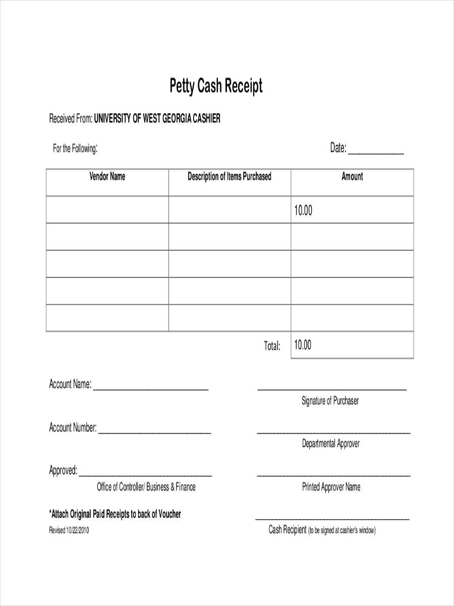 petty cash receipt template pdf