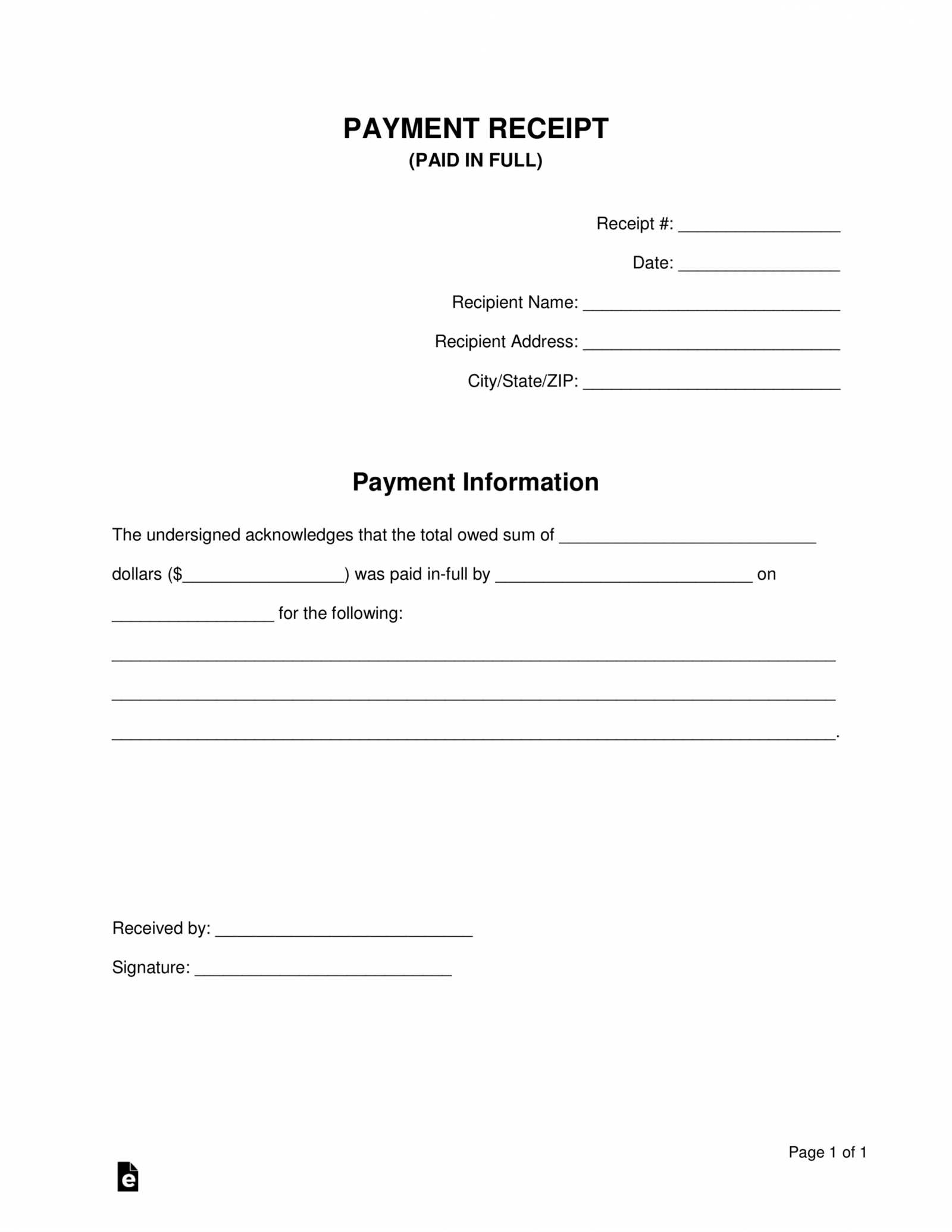 confirm receipt of payment template