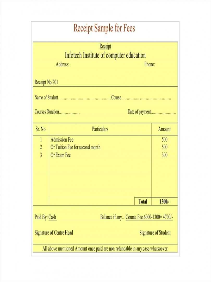 free tuition payment receipt template