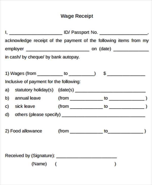 salary receipt template free