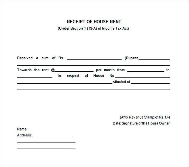 receipts for garage rent template