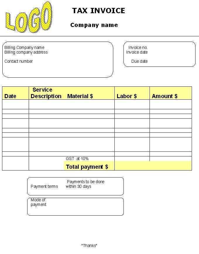tax receipt template excel