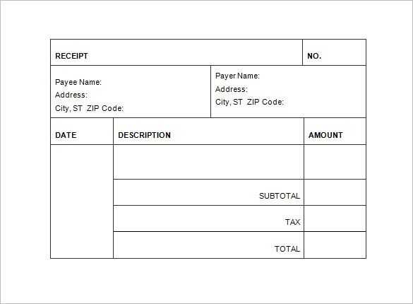 basic receipt template printable