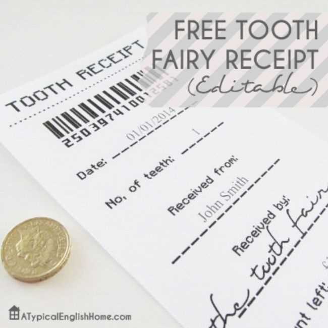 tooth fairy receipt template