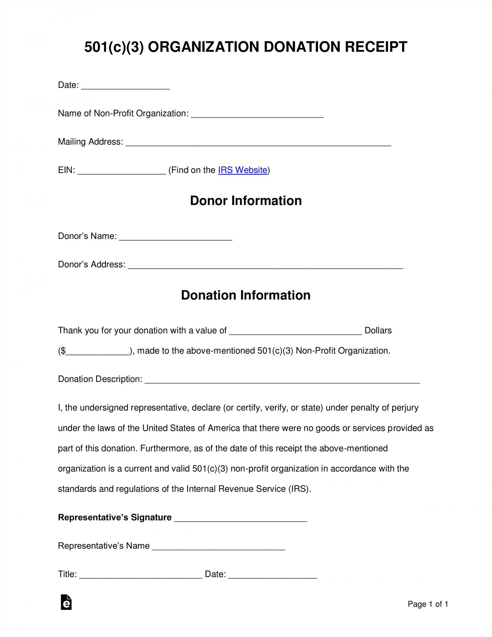 charity receipt template canada