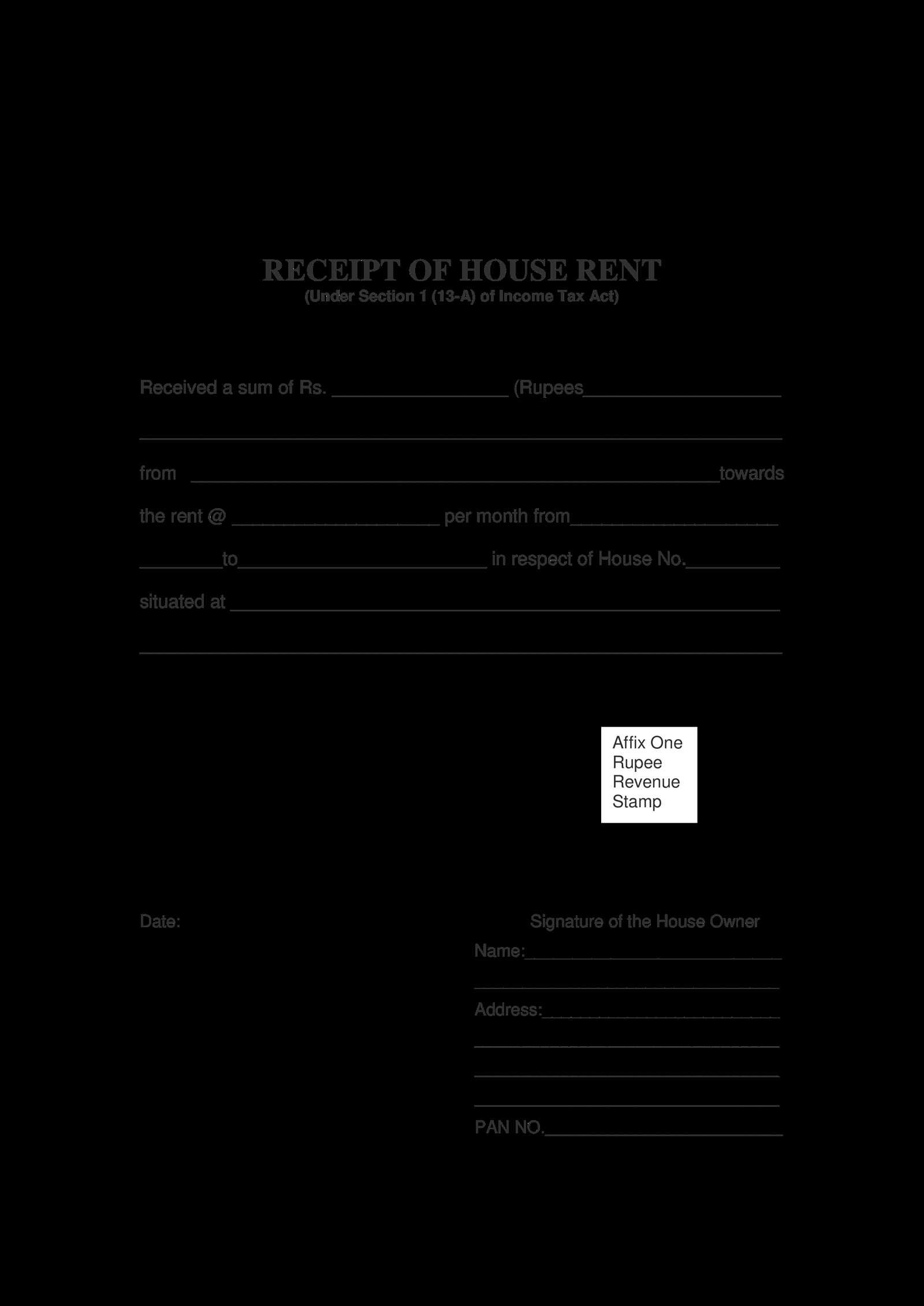 house rent receipt template for income tax