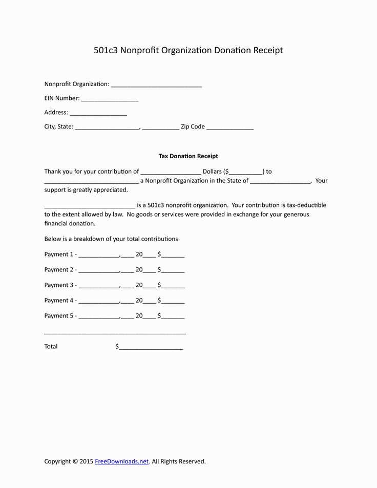 tax donation receipt template