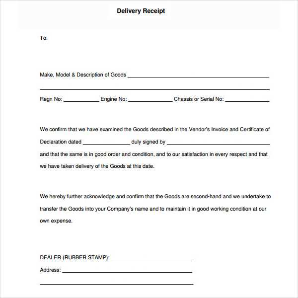 acknowledgement of receipt of goods template