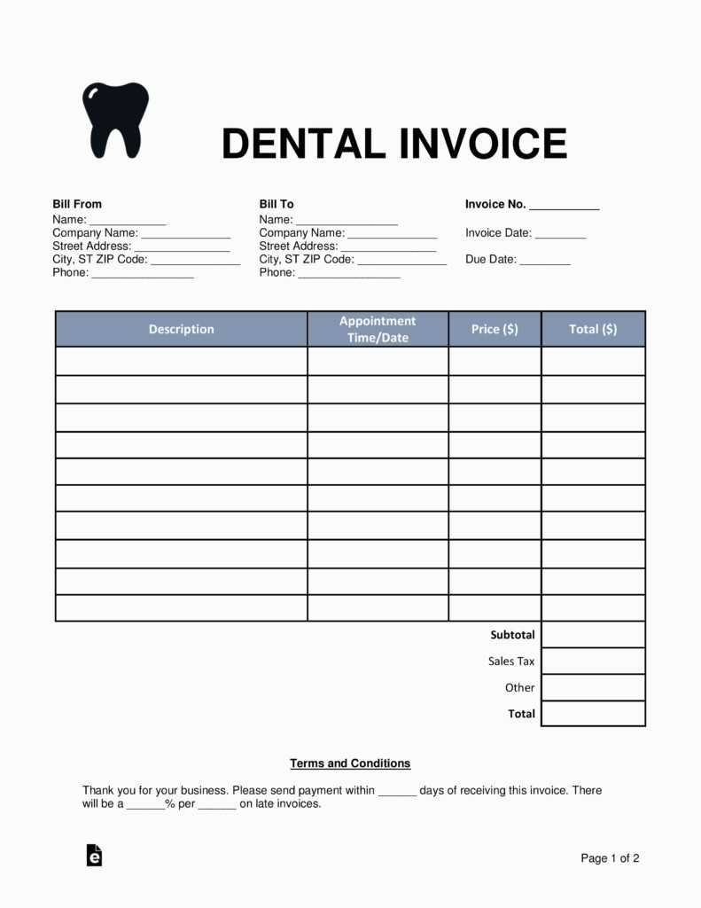 dental receipt template