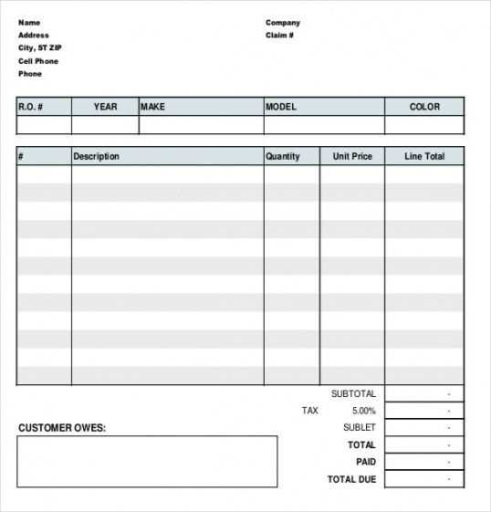 auto parts receipt template pdf