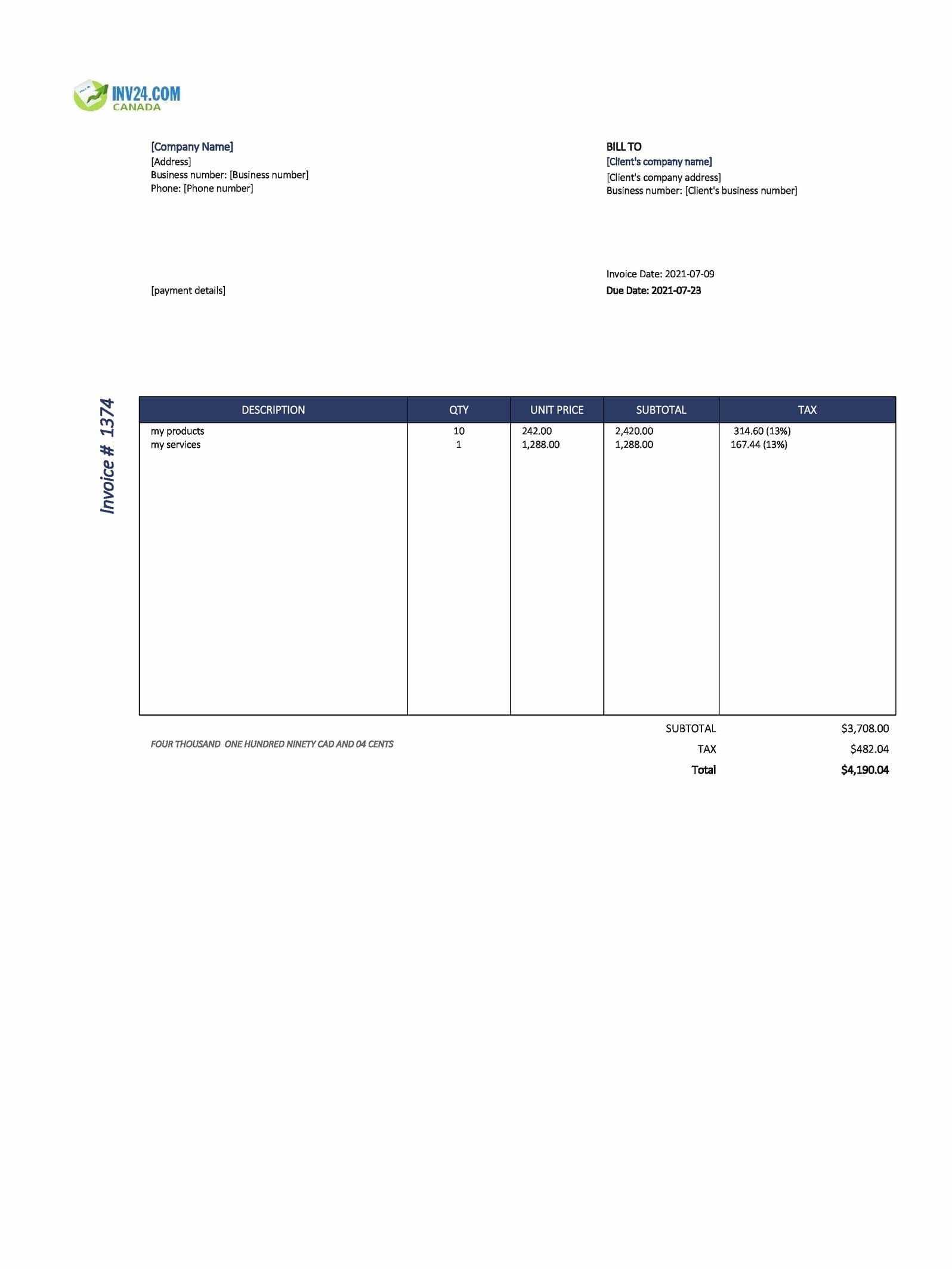 garage receipt template