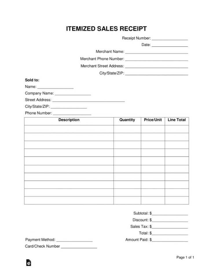 Free receipts template uk