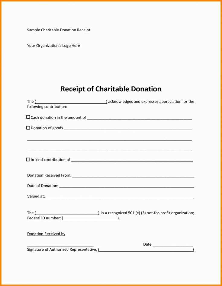 Templates for a receipt of donation to a non-profit organization