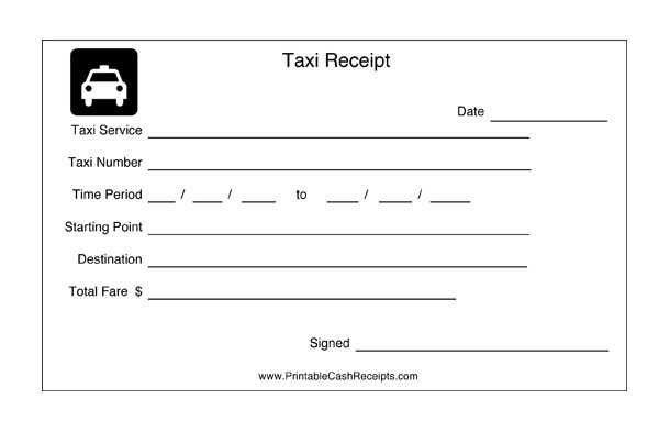 printable taxi receipt template