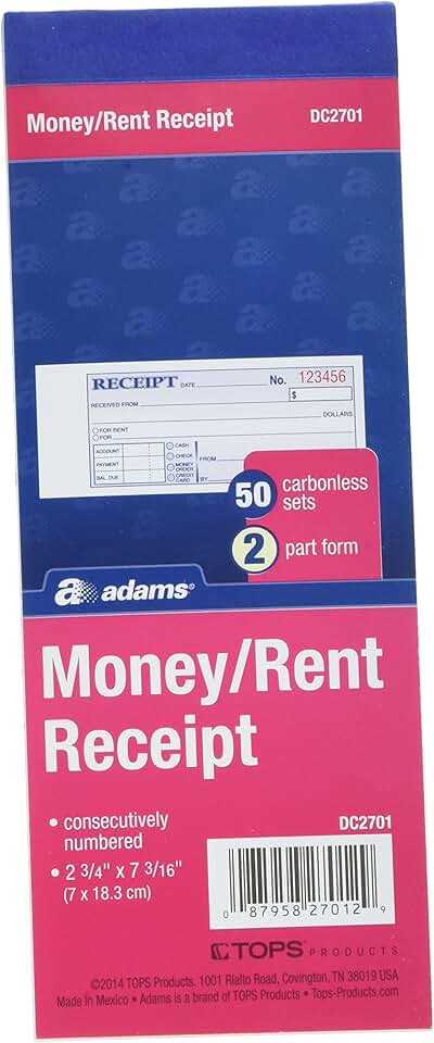 adams money rent receipt free templates