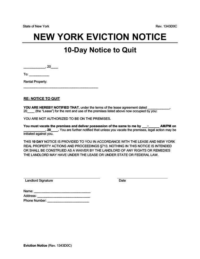 Eviction notice receipt template