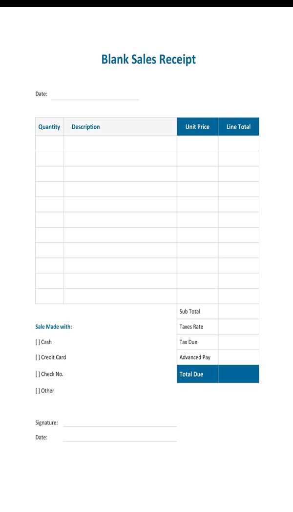 blank template for sale receipt with name and address msword