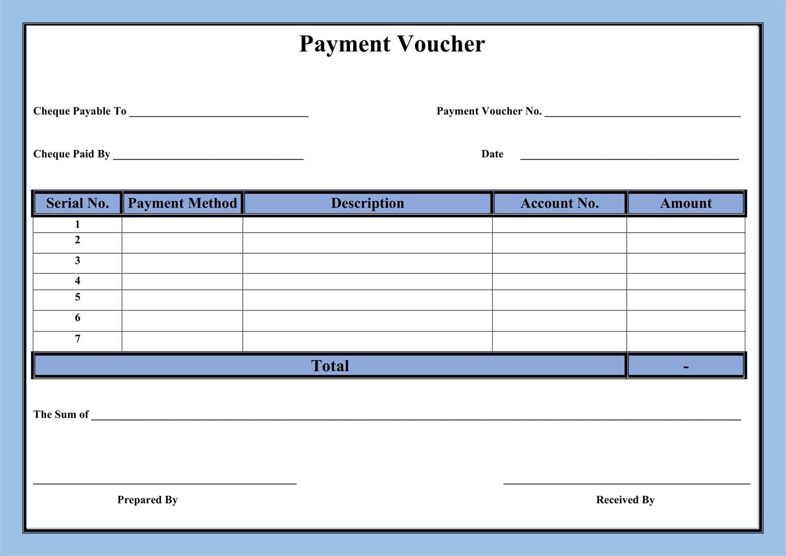 payment receipt voucher template excel
