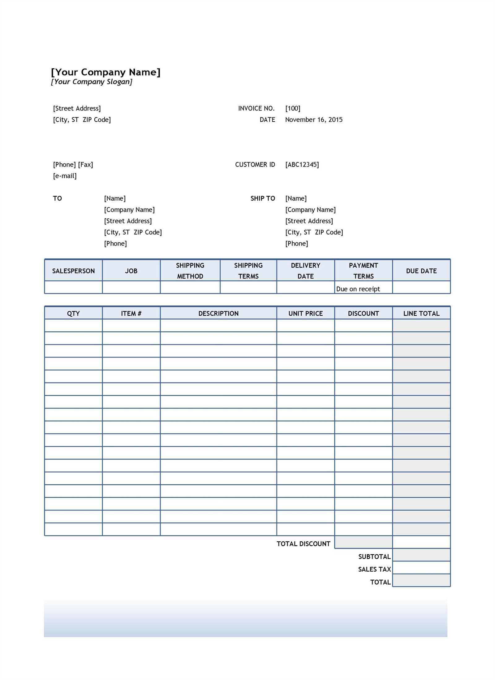 electrical work receipt template free