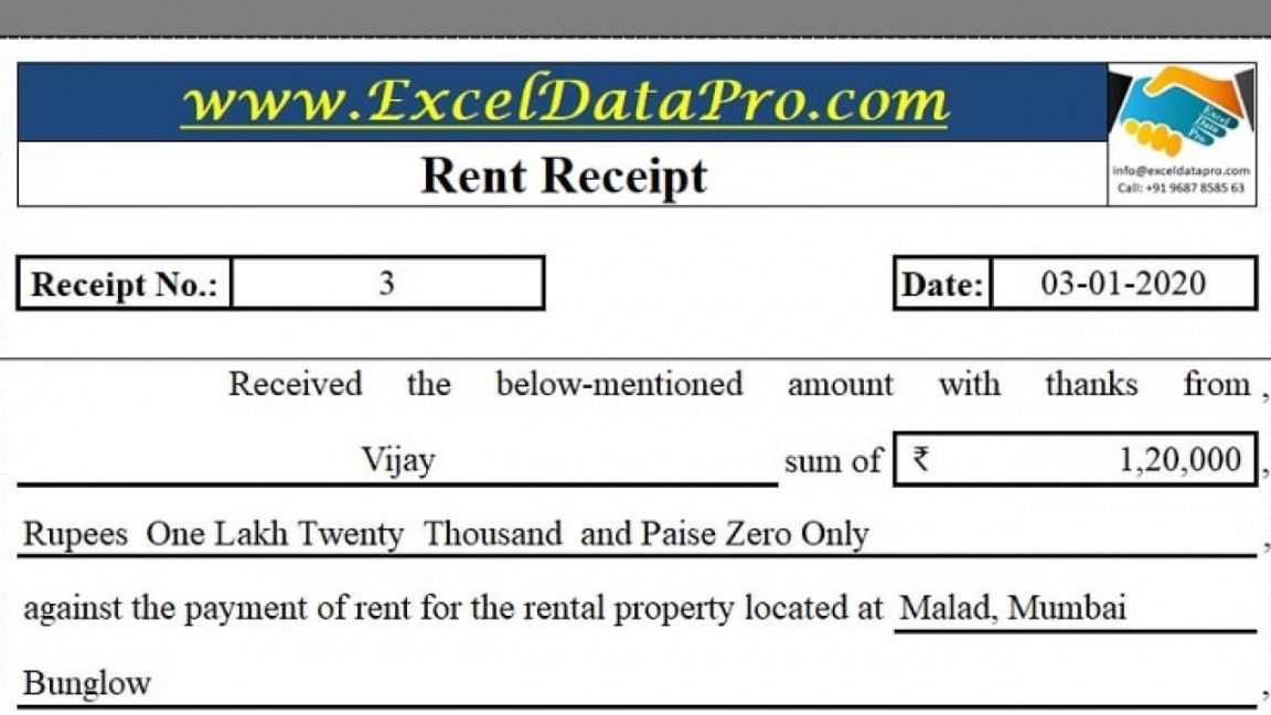 example of a rent receipt template