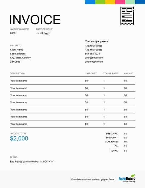 free blank invoice receipt template