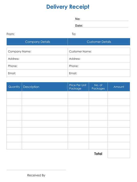 shipment receipt template