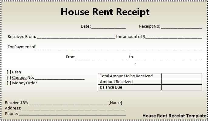 rent receipt template word uk