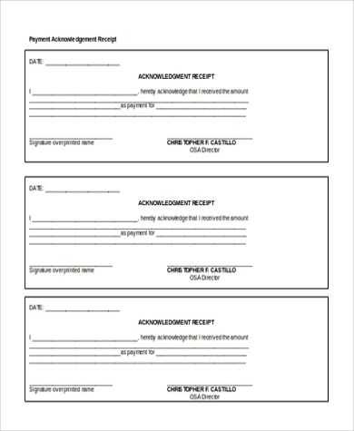 acknowledgment of receipt of cashiers check template