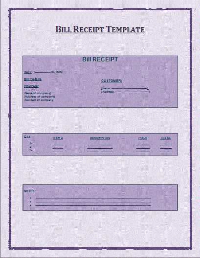 business bill receipt template