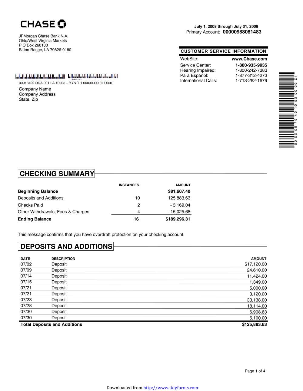 wells fargo receipt template