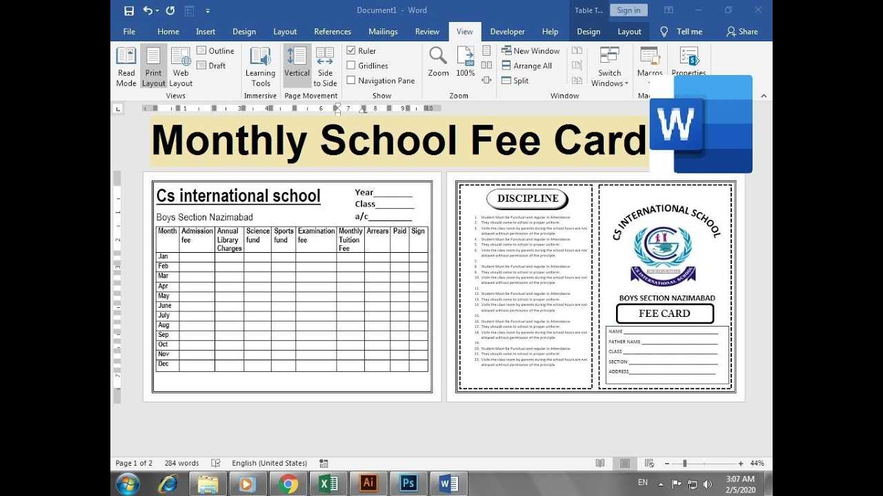 school fee receipt template in excel