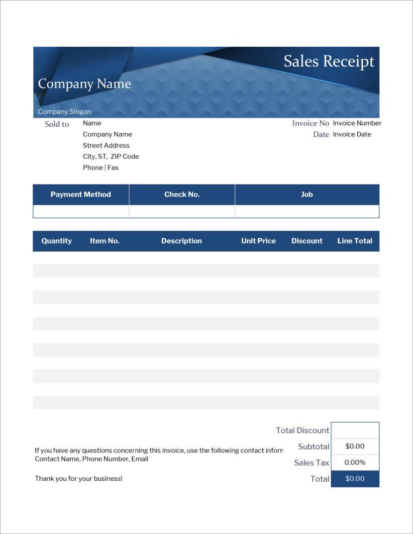free sales receipt template microsoft word